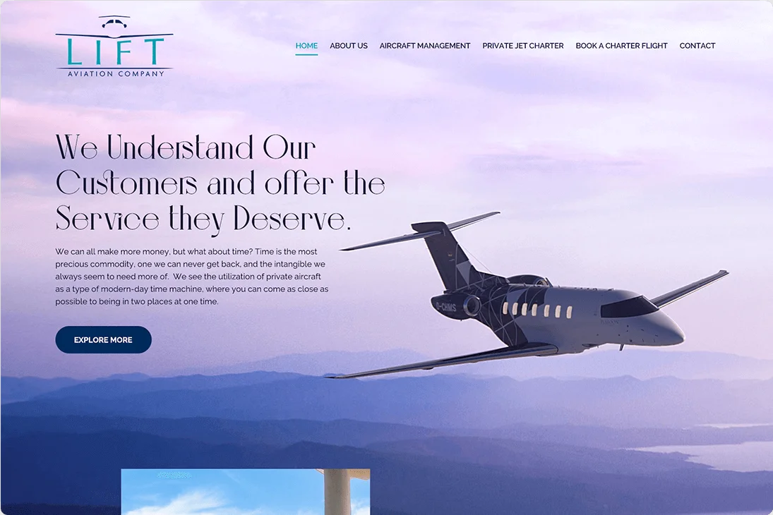 lift aviation website portfolio